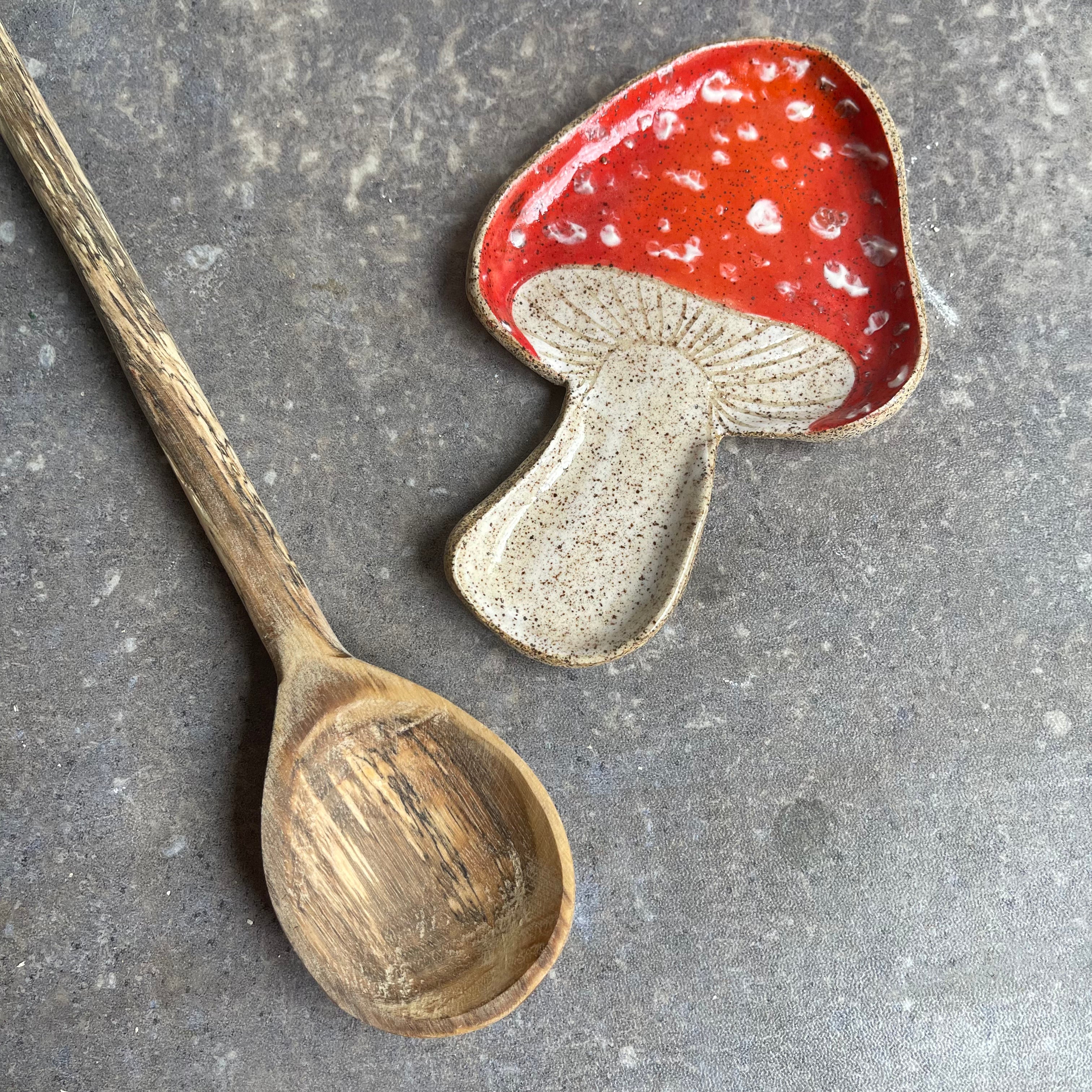 Amanita Muscaria Mushroom Spoon Rest Ceramic Utensil Holder